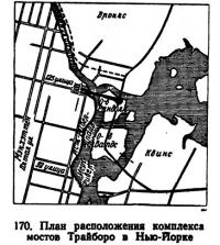 170. План расположения комплекса мостов Трайборо в Нью-Йорке