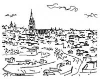 Испания. Толедо. Панорама города. Путевые зарисовки 1975 г.