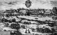 Общий вид Гродно в XVI веке. По гравюре 1568 г.