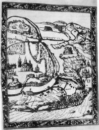 План Киева 1637 г. Гравюра А. Кальнофойского