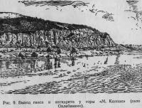 Рис. 9. Выход гипса и ангидрита у горы «М. Колпак»