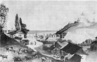 Старокиевская гора в первой половине XIX в. Рисунок М. М. Сажина
