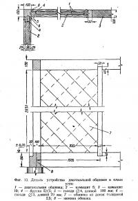 Фиг. 13. Деталь устройства диагональной обшивки в плане угла
