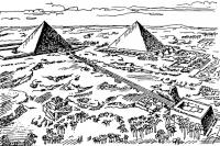 Гизе. Панорама с пирамидами Хеопса и Хефрена