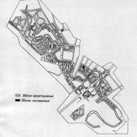 Перспективная схема озеленения и обводнения центральной части города. Проект 1956 г.