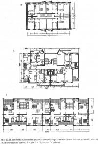 Рис. 10.11. Примеры планировки рядовых секций для различных условий