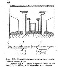 Рис. 110. Железобетонное монолитное безбалочное перекрытие