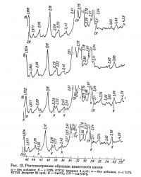 Рис. 12. Рентгенограммы образцов цементного камня