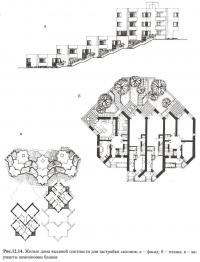 Рис. 12.14. Жилые дома высокой плотности для застройки склонов
