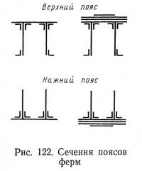 Рис. 122. Сечения поясов ферм