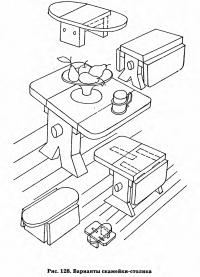 Рис. 128. Варианты скамейки-столика