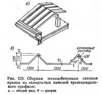 Рис. 129. Сборная железобетонная скатная крыша из папелей трапецеидального профиля