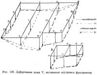 Рис. 139. Деформации дома V, вызванные оседанием фундамента