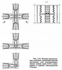 Рис. 1.43. Решения вертикальных стыковых соединений панелей внутренних стен