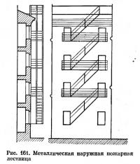 Рис. 161. Металлическая наружная пожарная лестница