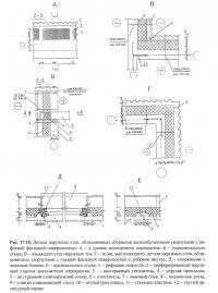Рис. 17.15, Детали наружных стен облицованных сборными скорлупами