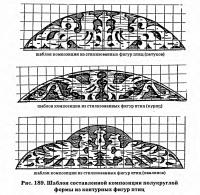 Рис. 189. Шаблон композиции полукруглой формы из контурных фигур птиц