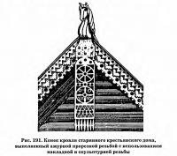 Рис. 191. Конек кровли старинного крестьянского дома