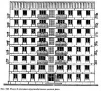 Рис. 213. Фасад 8-этажного крупноблочного жилого дома