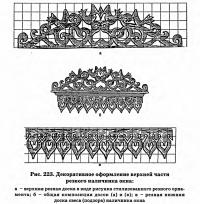 Рис. 223. Декоративное оформление верхней части резного наличника окна
