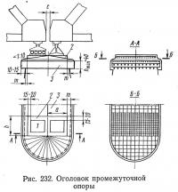 Рис. 232. Оголовок промежуточной опоры