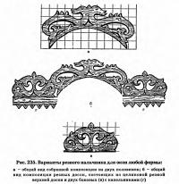 Рис. 235. Варианты резного наличника для окон любой формы