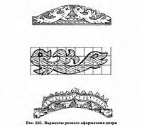 Рис. 241. Варианты резного оформления двери