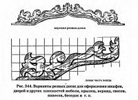 Рис. 244. Варианты резных досок для оформления шкафов, дверей