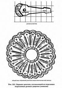 Рис. 251. Вариант розетки, составленной из вырезанных резных дощечек