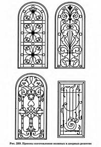 Рис. 289. Приемы изготовления оконных и дверных решеток