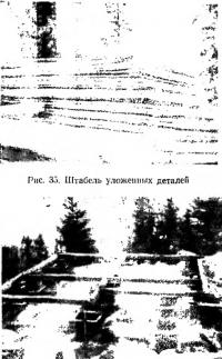 Рис. 35 и 36. Штабель уложенных деталей