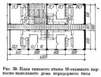 Рис. 39. План типового этажа 16-этажного каркасно-панельного дома