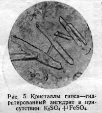 Рис. 5. Гидратированный ангидрит в присутствии K<sub>2</sub>SO<sub>4</sub>