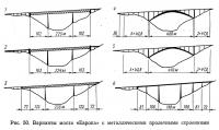 Рис. 50. Варианты моста «Европа» с металлическими пролетными строениями