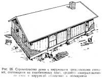 Рис. 55. Строительство дома с наружными трехслойными стенами