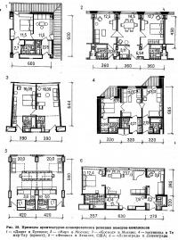 Рис. 58. Примеры архитектурно-планировочного решения номеров-комплексов