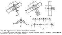 Рис. 85. Крепление и стыки волнистых листов