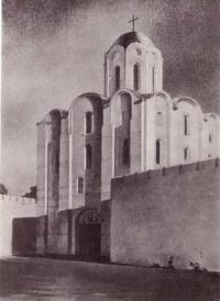 Троицкая надвратная церковь. Реконструкция автора. Рисунок В. Шамотюка