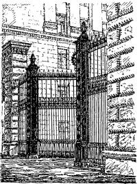 Жилой дом в Ново-Спасском переулке. Фрагмент с въездными воротами